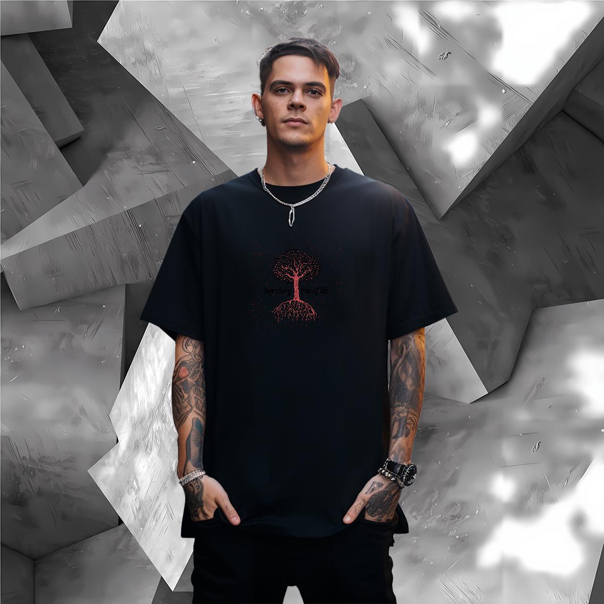 T-Shirts for Men 100% Cotton 230g tree Sport Breathable Short Sleeve DIY Logo Oversized Men Clothes T-Shirt Fashion Designer Cool Wear
