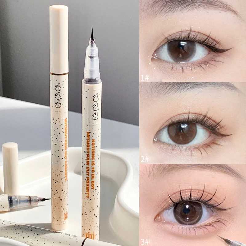 3 Colors Ultra Thin Silky Matte Liquid Eyeliner Pencil Waterproof Brighten Tea Brown Lying Silkworm Black Eyeliner Eye Makeup Y240813