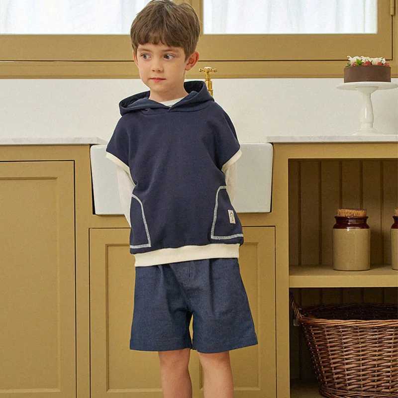 2024 New Childrens Sleeveless Hoodie Spring Autumn Cotton PS Boys Sweatshirt Pullover Top Baby Girls T-shirt Kids ClothesY240814