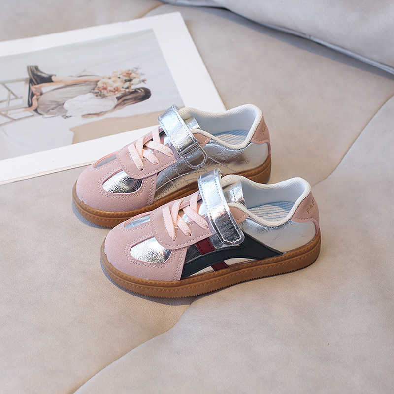 Sneakers Silver childrens moral training shoes girls shoes 2024 spring and autumn new sports shoes casual board shoes boys Forrest Gump shoes H240805