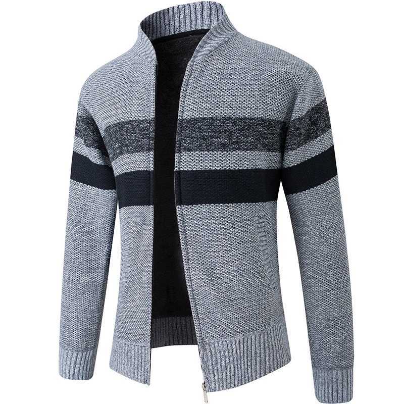 New striped knitted cardigan mens winter wool warm sweater jacket mens daily casual knitted sweater mens ultra-thin cardiganW240729