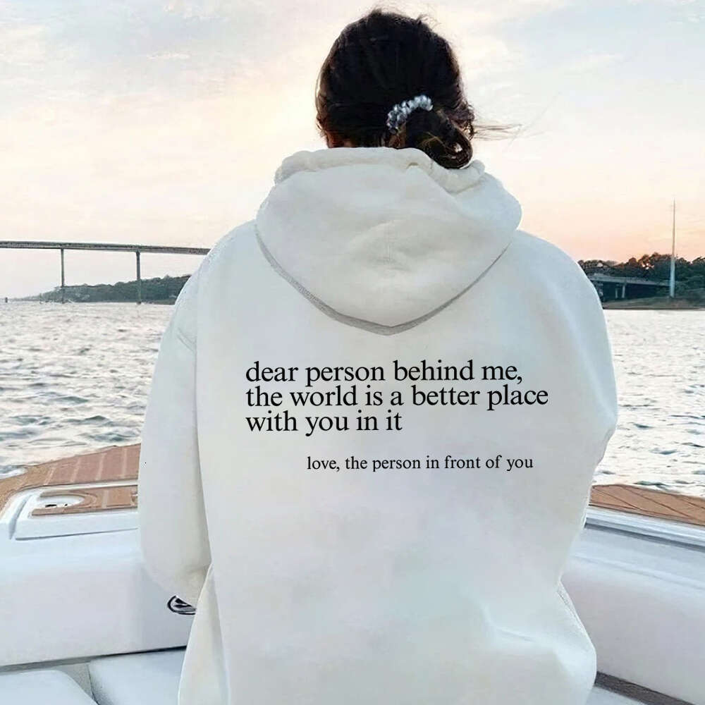 Person Deer Behind Me Slogan Plus Size Hoodies A Positive Phrase For Mental Health Women's Unisex Sweatshirts Warm Soft Pullover ntal
