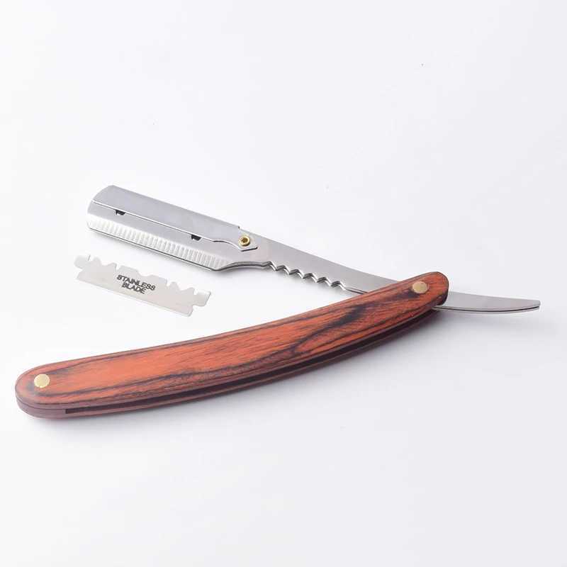 1Pcs Manual wood Handle Shaving Razor Mens Razor Classic Professional Barber Hair Cut Razor Change Blade Type Shaving KnifeM240814