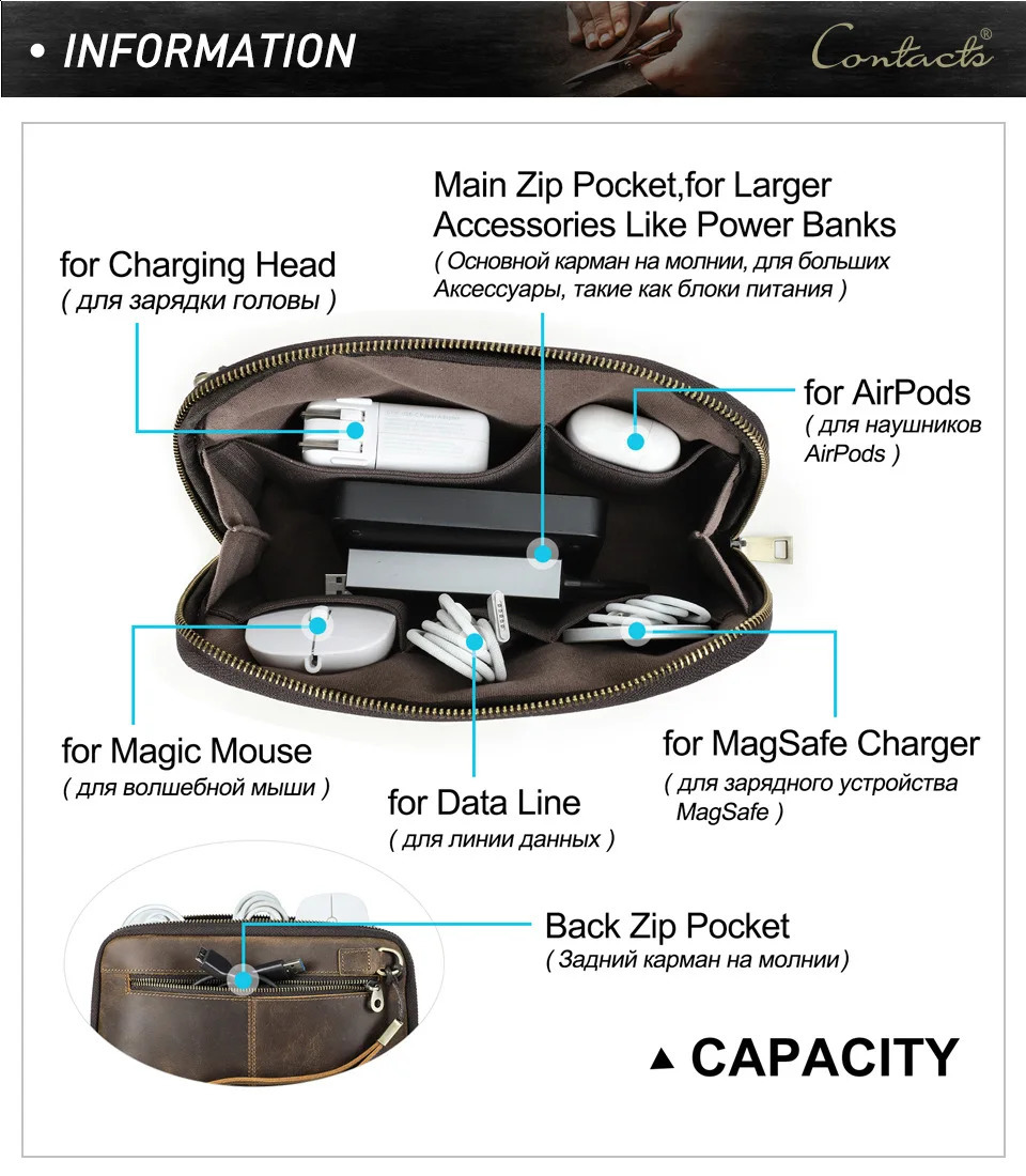 Retro mens leather clutch bag brown cowhide leather storage bag travel toilet kit washing bag mens leather handbag 240812