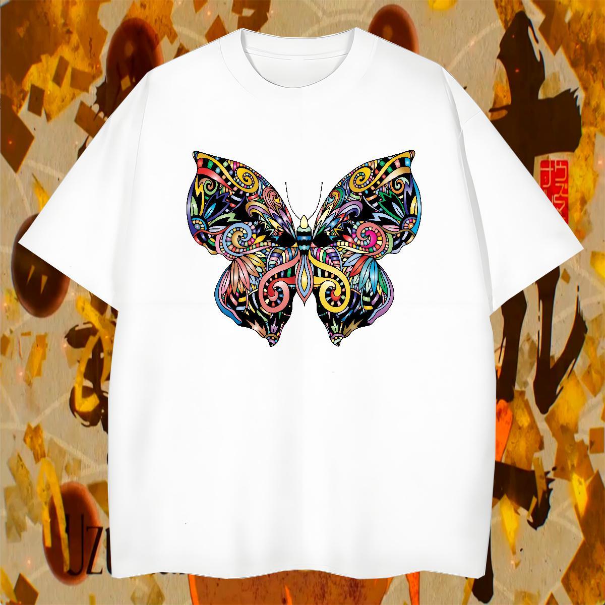 Designer Mens T Shirts Butterfly Short Sleeve O-Neck Street Custom Print Oversized 230g Pure Cotton Tshirt for Man Woman 2024 Summer Top Tees