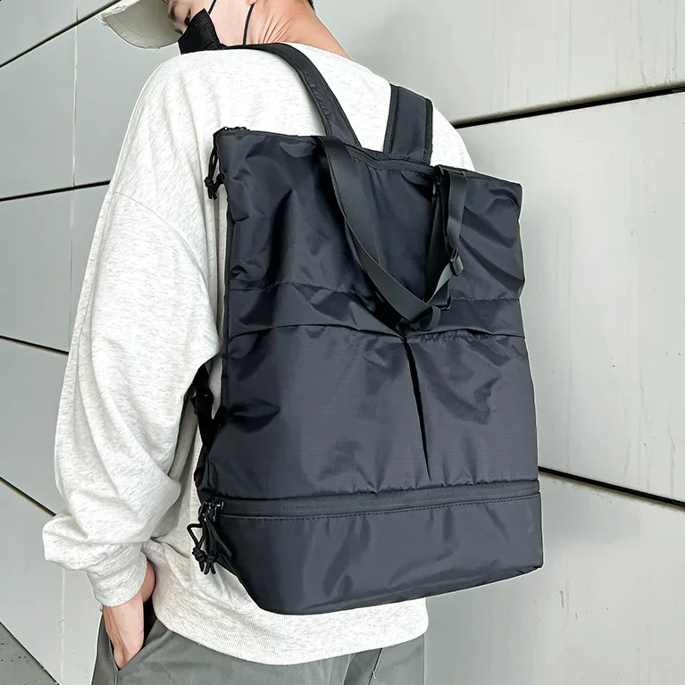 Unisex casual handbag womens and mens lightweight backpack solid student large capacity Rucksack nylon waterproof sports bag 240813