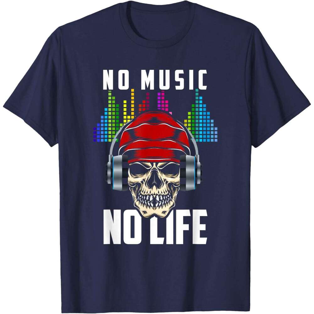 2025S Fashion Designer T Shirt For Mens Funny DJ Skull No Life Headphones Music Fans Gift T Shirt Shirts Tshirt Graphic Tee Casual Tops Clothes Short 