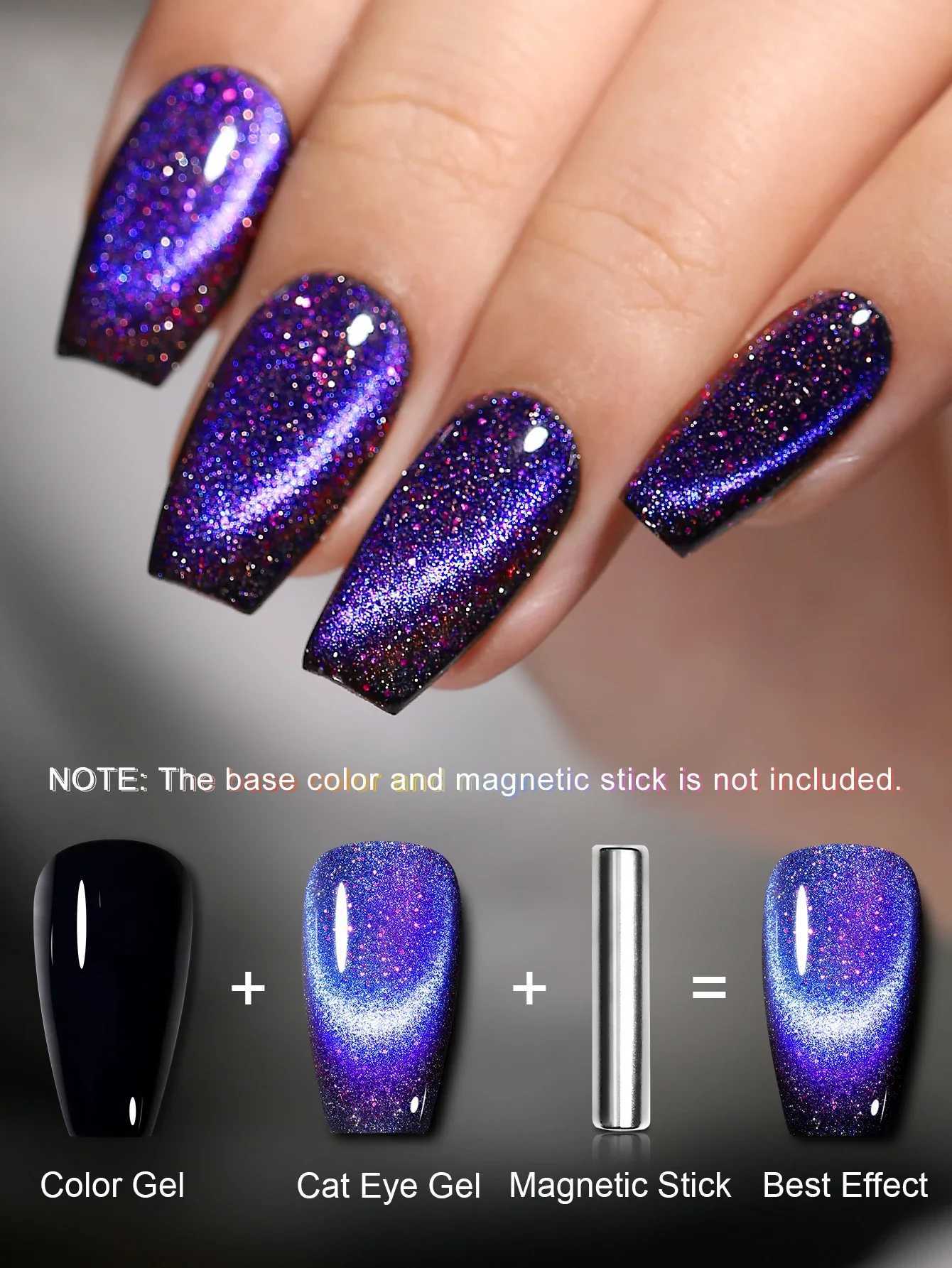 YOKEFELLOW 10ML Purple Ocean Crystal 9D Wide Cat Eye Magnetic Holographic Cat Eye Gel Nail Polish Semi Permanent UV Gel Nail ArtM240814