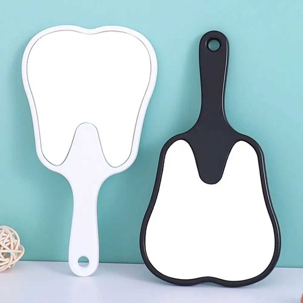 Tooth shape handheld mirror cute makeup mirror handheld dental mirror high-definition makeup mirror with handle W240813