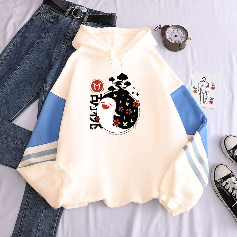 Anime Aesthetic Game Genshin Hoodies Women Funny Smiling Hu Tao Kawaii Manga Streetwear Winter Warm Plus Size Hooded Sweatshirts