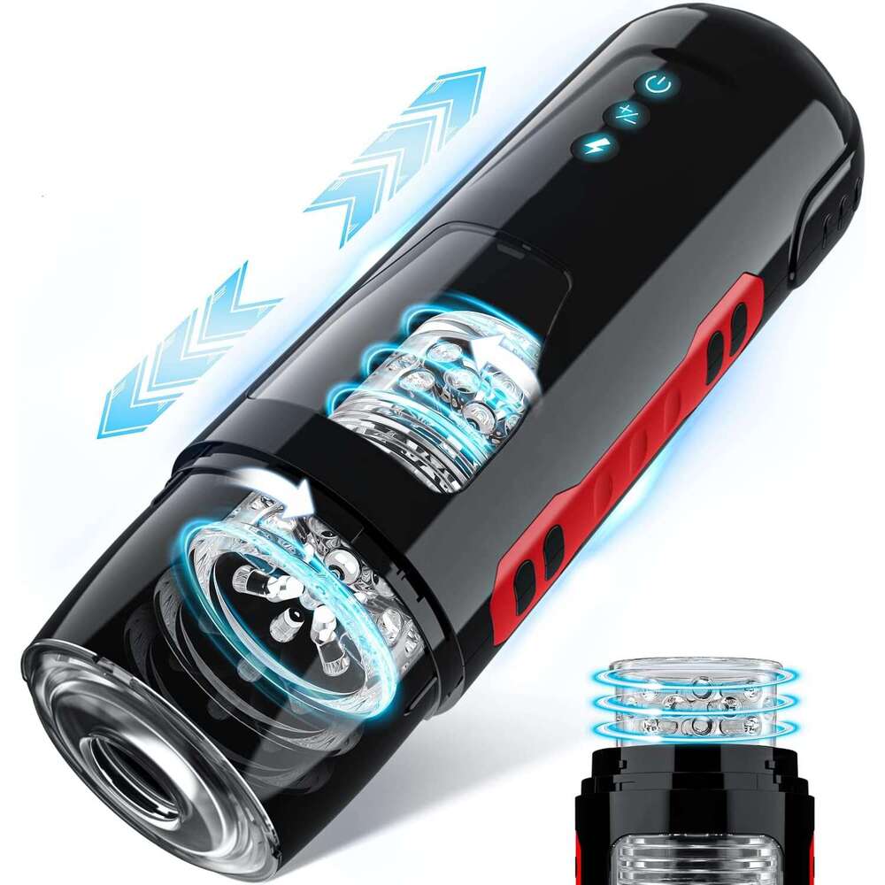 Automatic male sexual toy, 7 thrust and rotation modes, 3D realistic texture sleeve, male Masterburbater, male vibration machine, adult sexual toy and