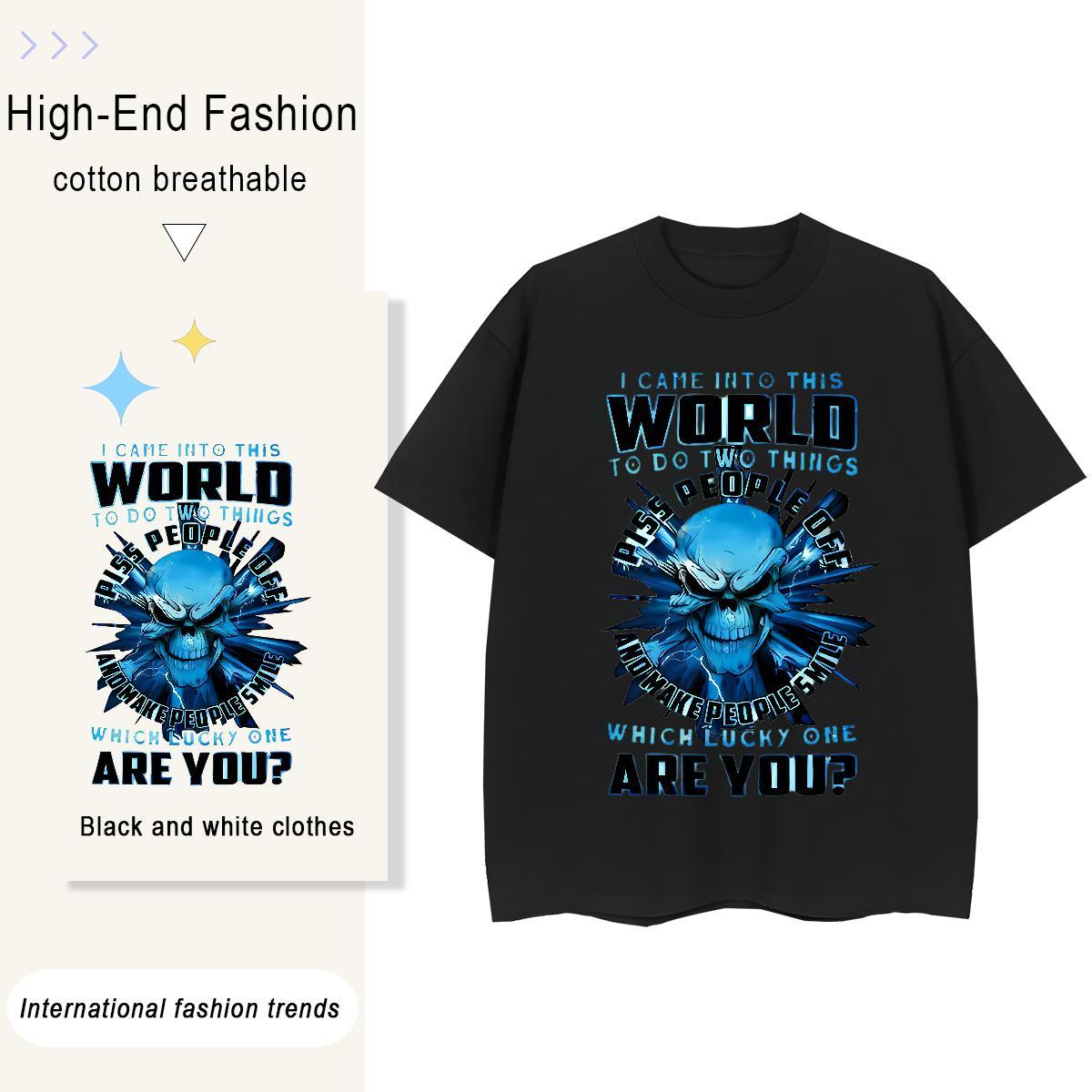 Popular Men Clothes T-Shirt Casual 230g Pure Cotton Plus Size Cartoon Breathable Short Sleeve letter Mens T Shirts Classic Tops Tees