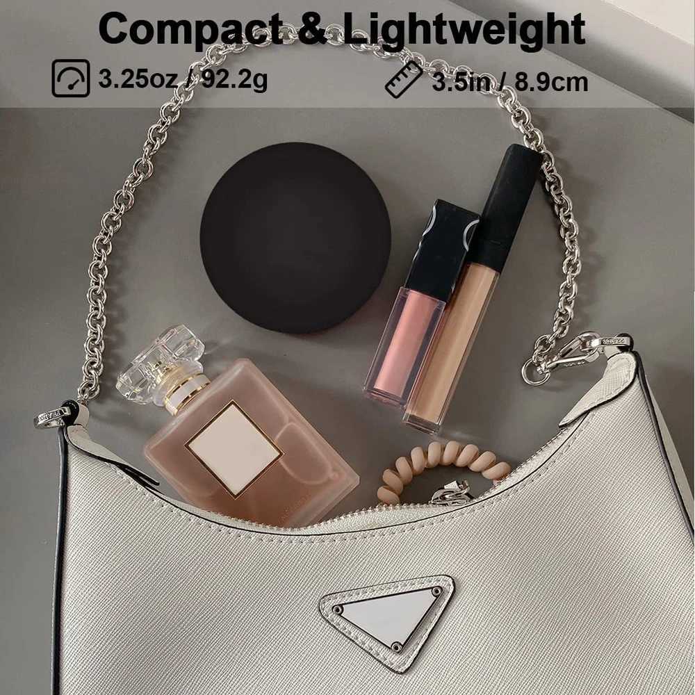 Mini portable folding travel mirror LED light makeup mirror Compact mirror 10X magnifying glass Double sided beauty makeup round mirror W240813