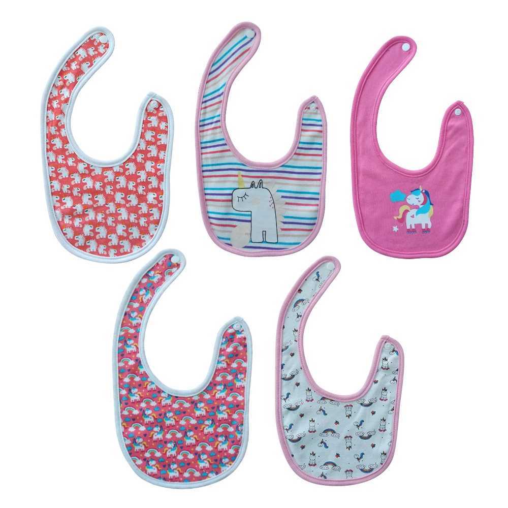 Bibs Burp Cloths Unisex Cartoon Print Baby Girl Bib Cotton 3/5Pieces Baby Boy Burp Cloths 0-12M Infant AccessoriesL4812