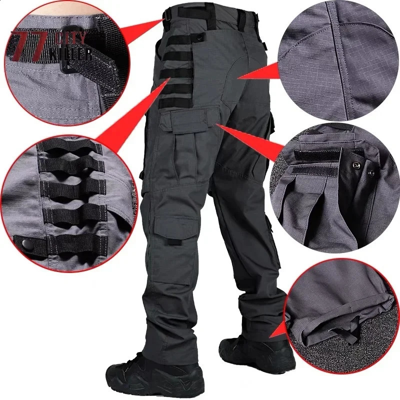77City Killer Tactical Pants Men Cargo Military Elasticity Joggers Men Quality Multi-pocket Mens Trousers SWAT Men Pants Hombre 240812