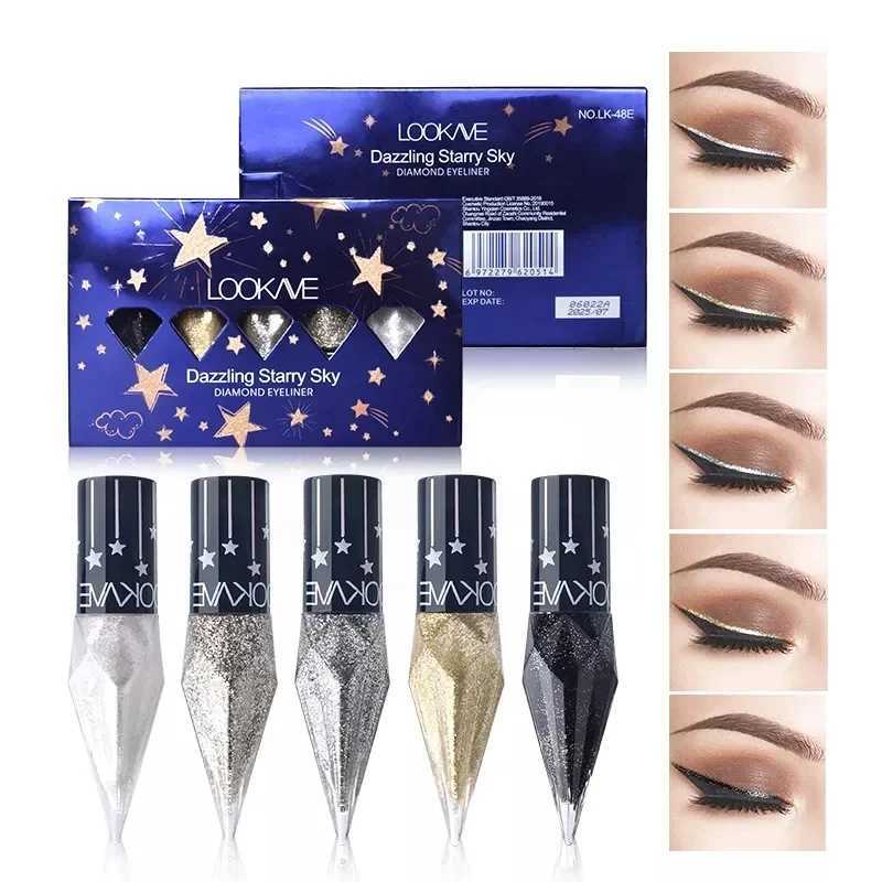 Professional High Quality Waterproof Long-Lasting Eyeliner High Gloss Liquid Diamond Starlight Amplification Double Silky Makeup Y240813
