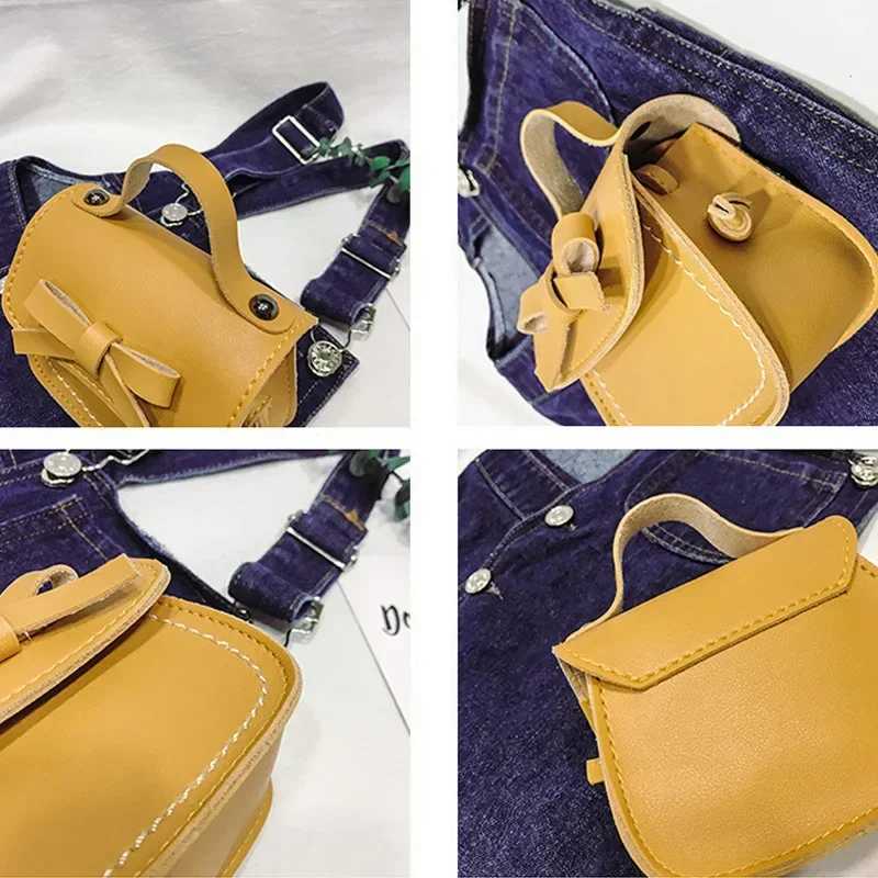 Cute girl mini bow handbag fashionable childrens coin wallet handbag PU leather cute boy childrens small cross body shoulder bag W240813