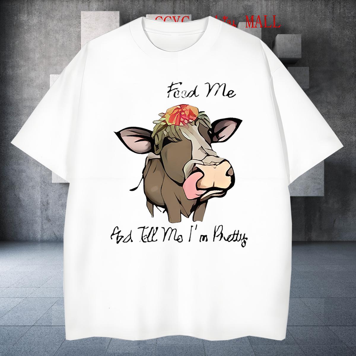 Popular T-Shirts for Men cow Crew Neck Street Casual Custom Anime 230g 100% Cotton Men Clothes T-Shirt 2024 Top Tees