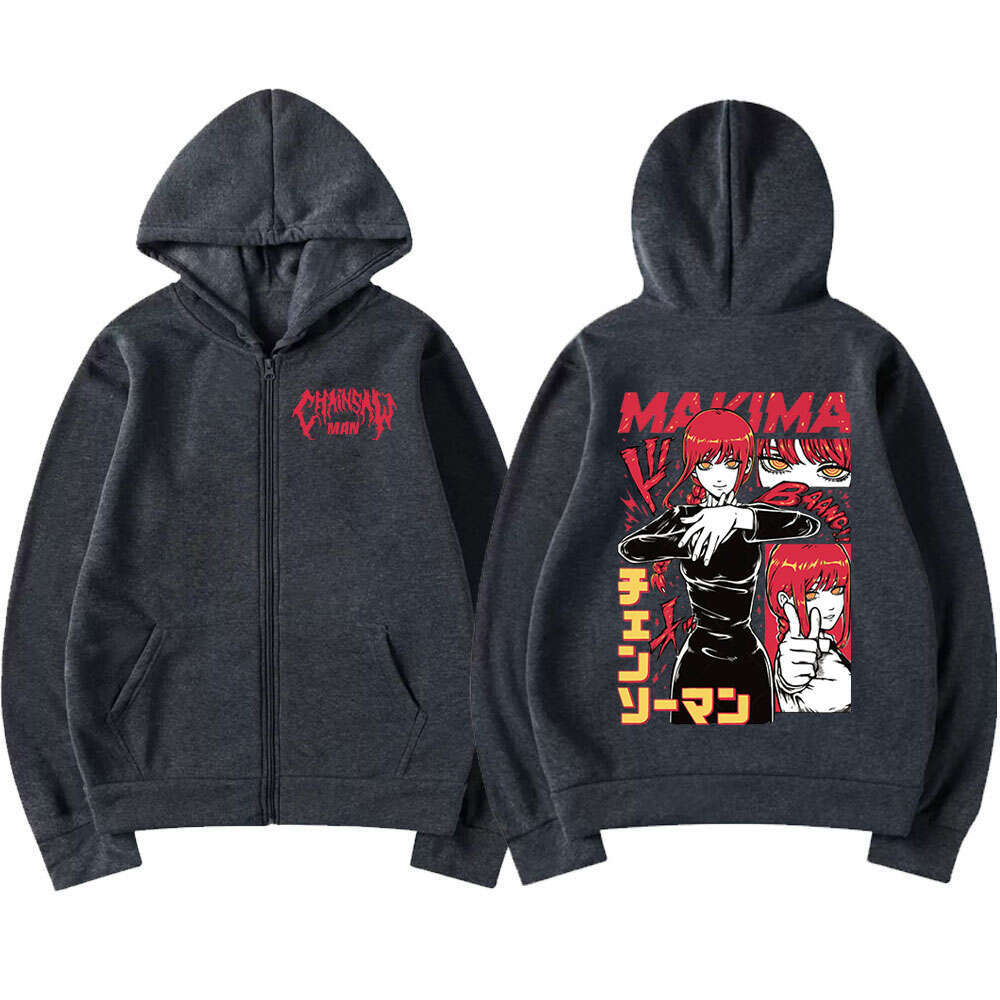 Anime Japan Chainsaw Man Hooded Makima Funny Print Men Women Zip Up Hoodies Plus Size Sweatshirt Haruku Warm Zipper Jacket per