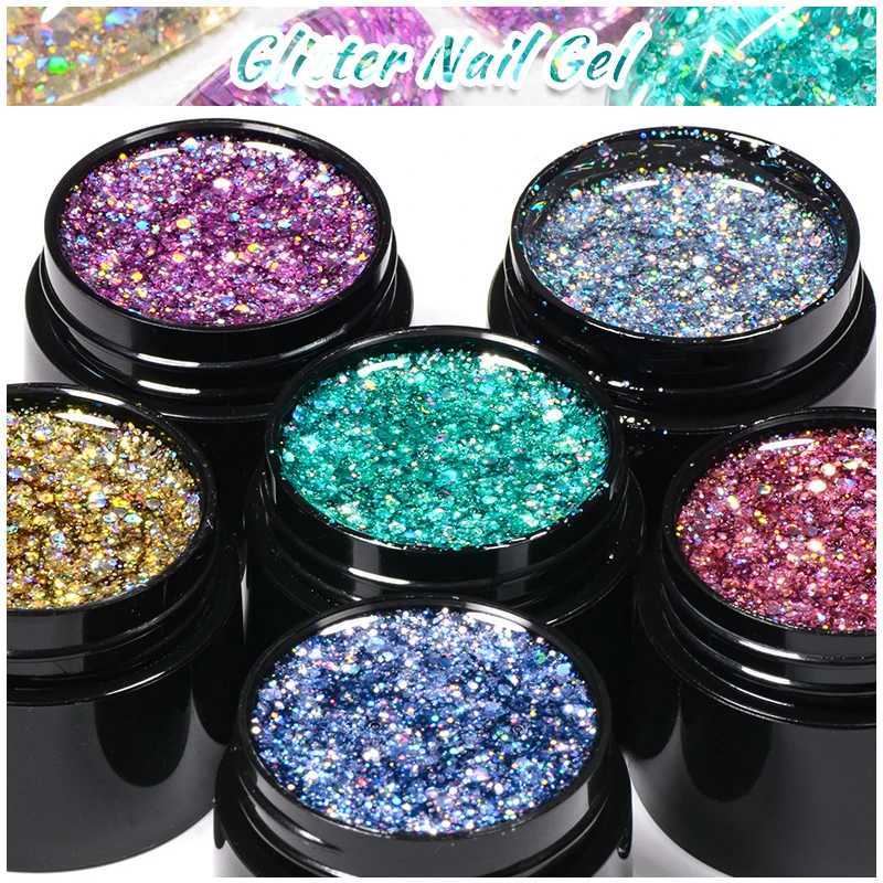 Mtssii 8ml Macaron Sequins Gel Nail Polish Glitter Irregular Shaped Sparkling Soak Off UV LED Nail Art DIY Design VarnishesM240814