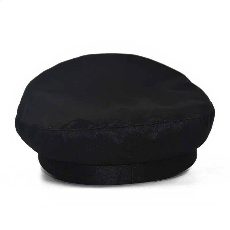 PU leather hat autumn sailor mens British style travel student captain flat top womens 240812