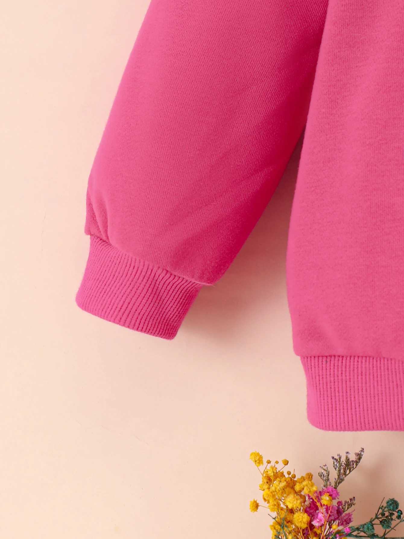 Autumn And Winter Colored Letter Printed Pullover Hoodie For Small And Medium-Sized GirlsY240814