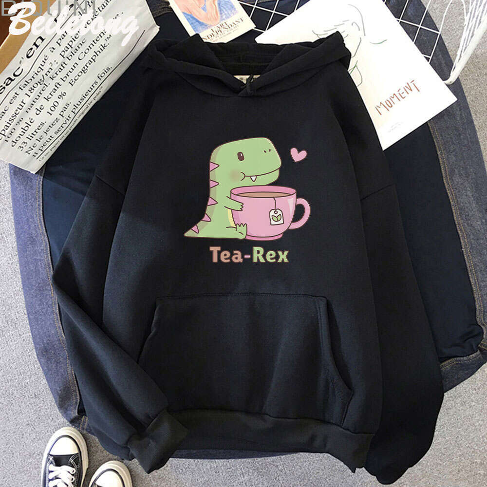 Hoodie Dinosaur Women Cute Print Kawaii Cartoon Clothing Plus Size Pullover Haruku Female Autumn Warm Streetwear