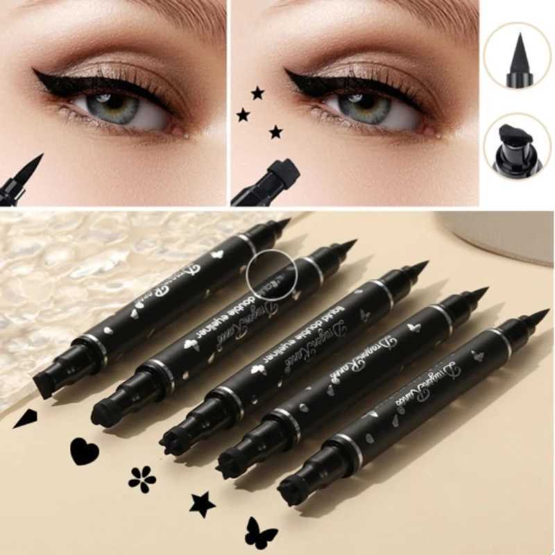 2 IN 1 Butterfly Seal Eyeliner Pen Long-Lasting Waterproof Black Liquid Eye Liner Pencil Star Moon Stamp Eyes Makeup Y240813