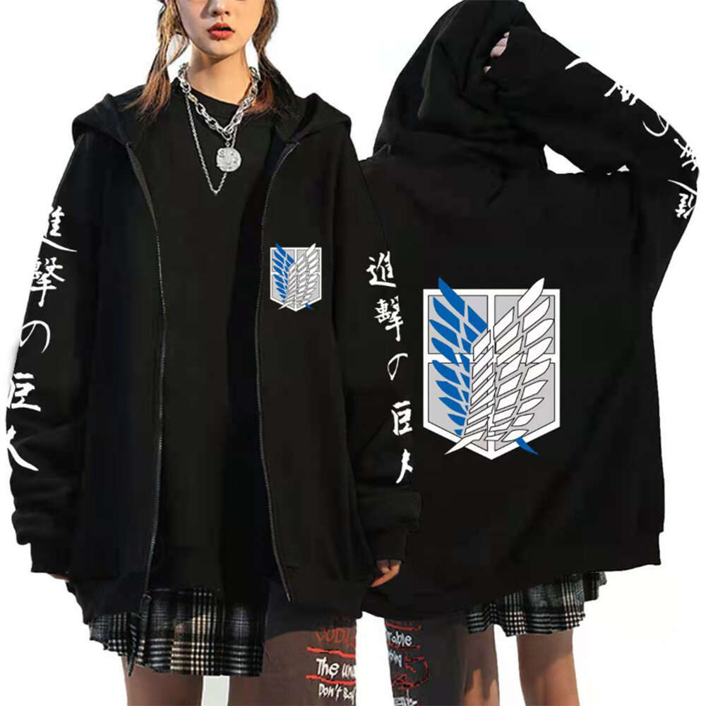 On Attack Titan Zipper Hoodies Wings Of Liberty Graphic Print Hooded Men Women Plus Size Sweatshirts Haruku Zip Up Jacket