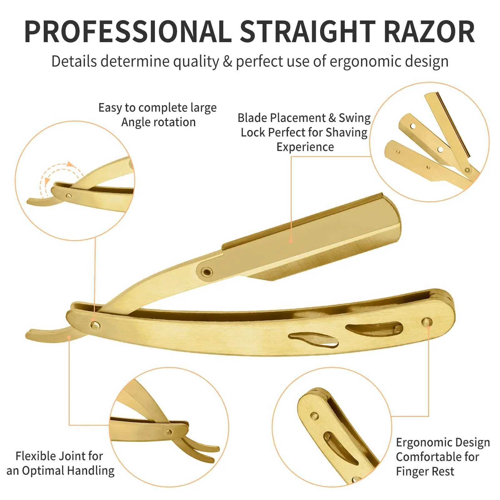 Shaving Trimming Knife Holder Manual Shaver Haircut Beard Eyebrow Shaving Tool Stainless Steel Folding Barber RazorM240814