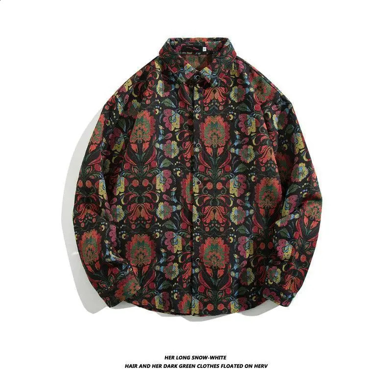 Cuban vintage wool shirt loose spring clothing Japanese Harajuku ethnic style artist long sleeved shirt jacket mens clothing 240814 - view 5