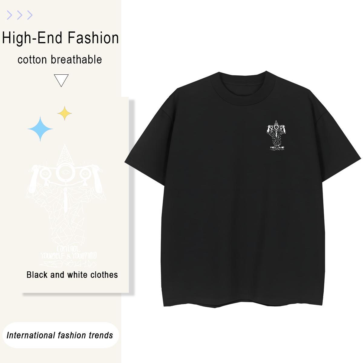 T-Shirts 100% Cotton 230g universe Sports Casual Breathable Short Sleeve Plus Size Cartoon Tshirts 2024 Summer Cool Wear