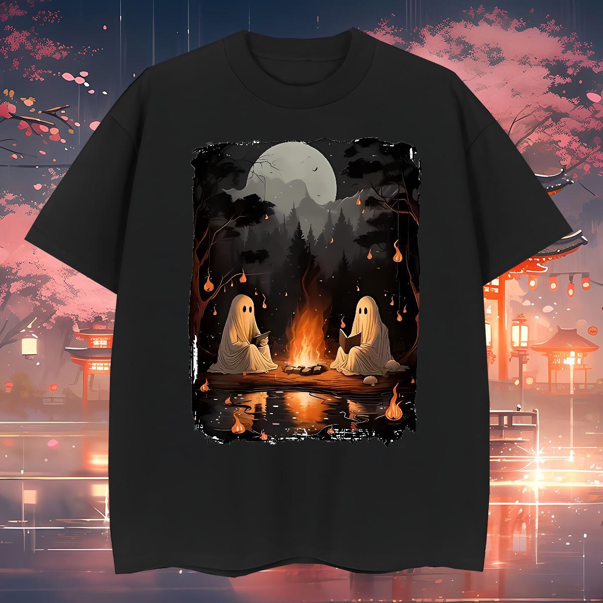 Loose T-Shirts halloween Crew Neck Breathable High Street Hip Hop White Plus Size 230g Cotton Mens Tshirts 2024 New Tops