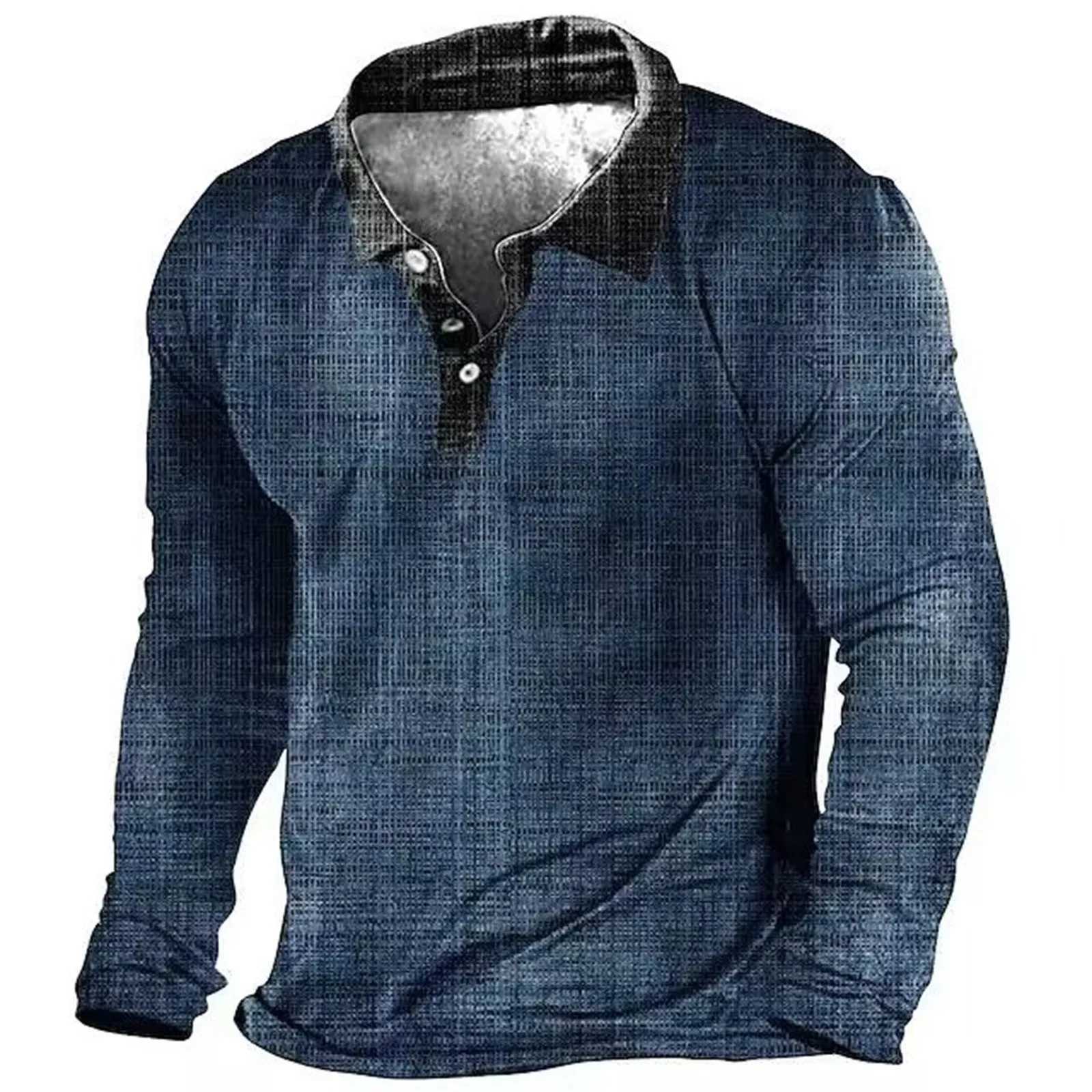 Vintage T Shirt For Men Cotton T-Shirts Graphic Color Block Print Shirt Outdoor Long Sleeve Oversized MenS Clothing TopsM240814