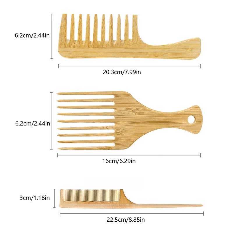 1 piece of natural bamboo and wood hair comb anti-static African fork comb suitable for womens round wide toothed wooden comb Cepulo Para Cabello W240