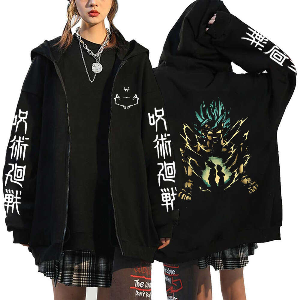 Men Women Anime Zip Hoodies Jujutsu Kaisen Plus Size Zipper Jackets Gojo Satoru Printed Sweatshirt Y2k Haruku Unisex Hooded per