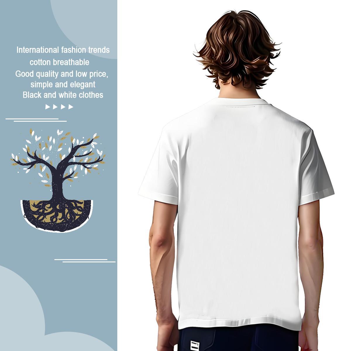 Men T Shirts 230g Pure Cotton tree Street Wear Breathable Short Sleeve DIY Printed Men Tshirts 2024 New Cool Tee Shirt