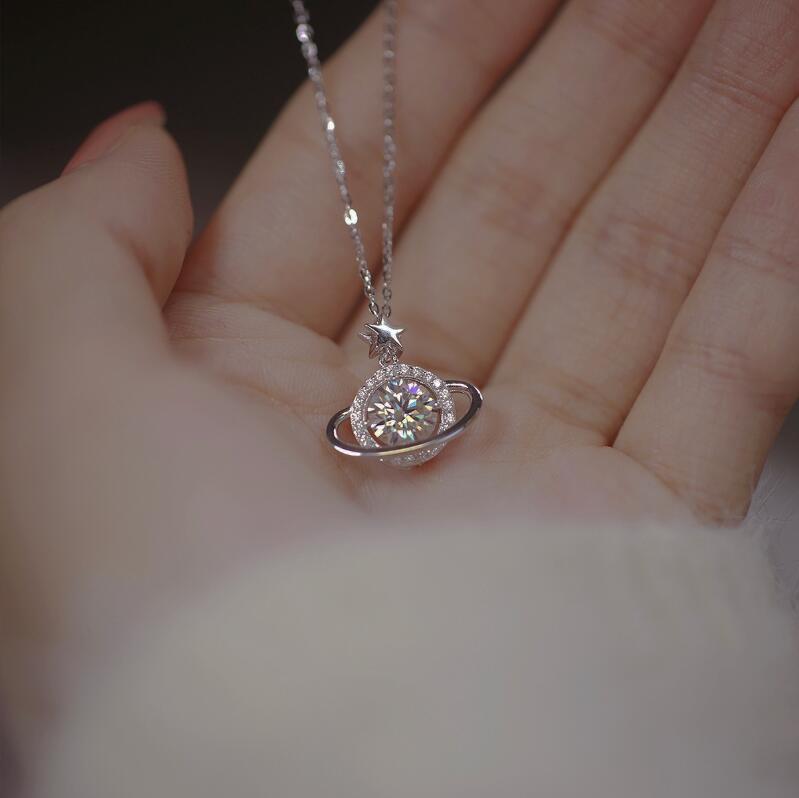 Soild 100% S999 Sterling Silver Circle Pendant Simple Ladies Jewellery Ins Top Sell Round White Moissanite Diamond Gemstones Party Women Wedding Beach