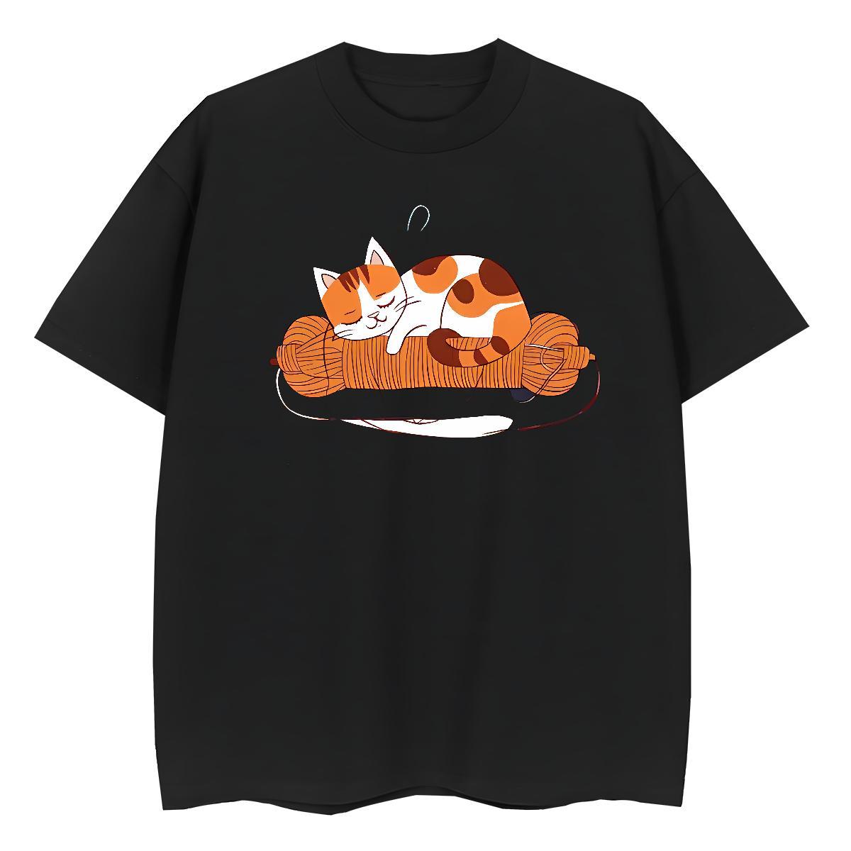 Unisex Men T Shirts cat Pure Cotton Spring Summer Oversized 100% Cotton 230g Men Tees Free Shipping Tops Shirt