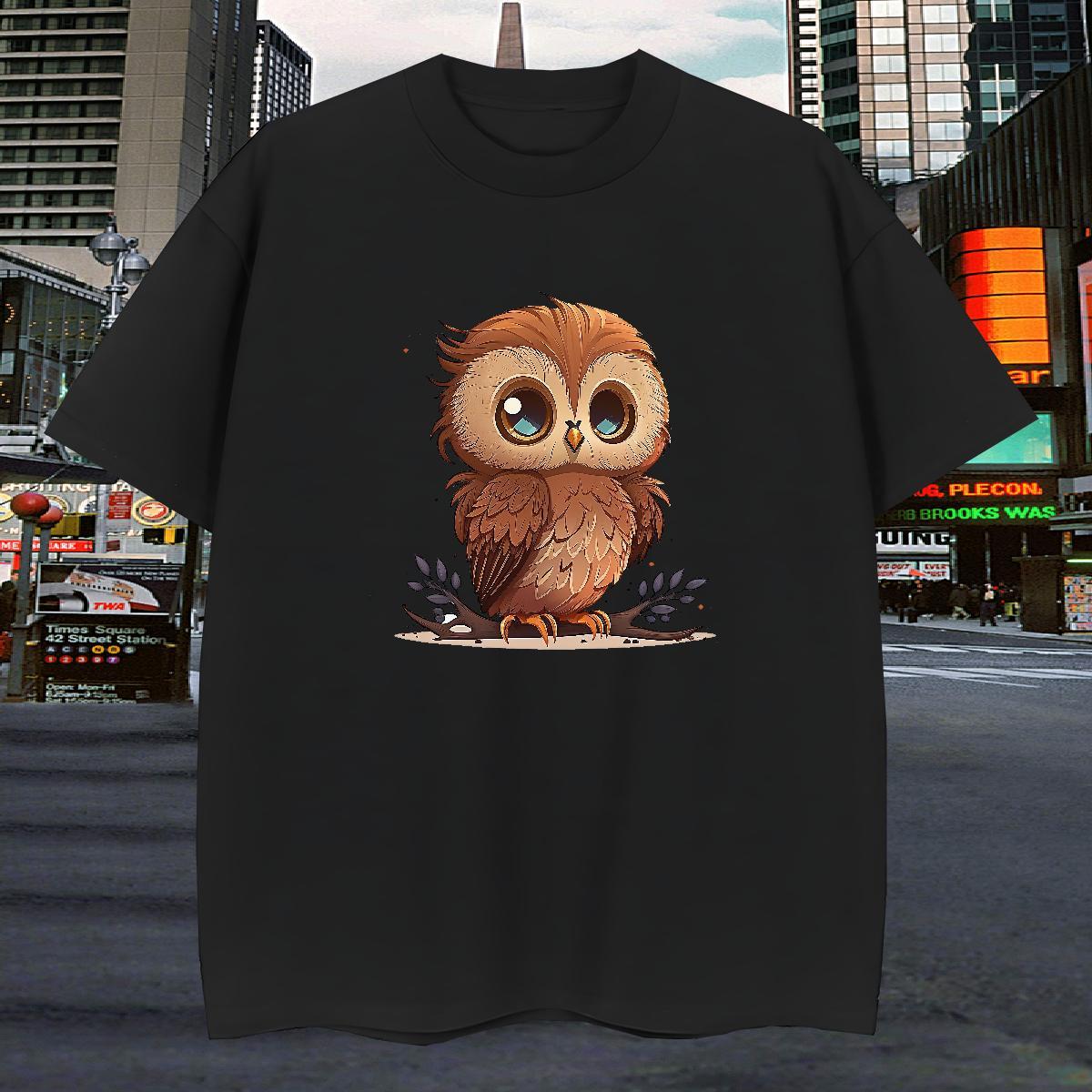 T-Shirts for Men 230g Cotton Owl Daily Wear Crew Neck Breathable Custom Printing Mens Tshirts Casual New Cool Tops