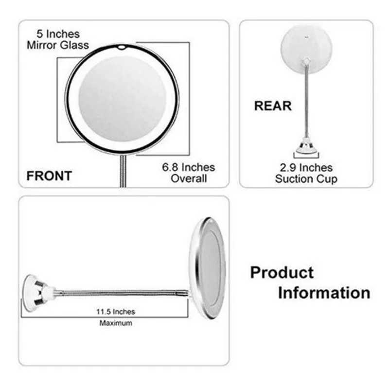 360 degree rotating 10X magnifying LED makeup mirror compact suction cup folding makeup mirror with LED light makeup tool W240813