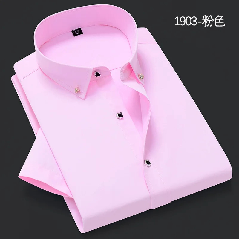 Mens White Shirt Korean Version Clothing Shorts Sleeve High-End Long Sleeve Casual Suit Bottom Shirt 240814