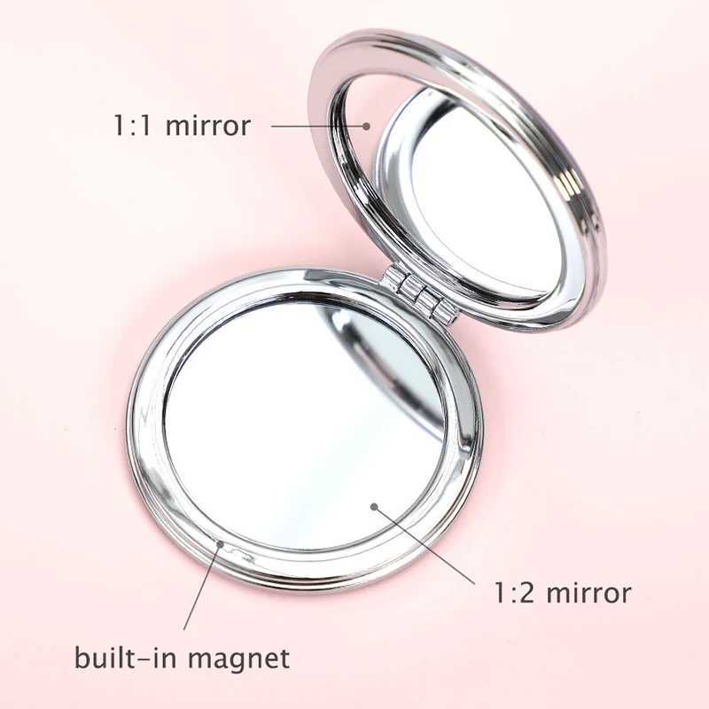 Portable small double-sided folding makeup mirror creative Quicksand makeup round mirror cartoon mirror compact pocket mirror W240813