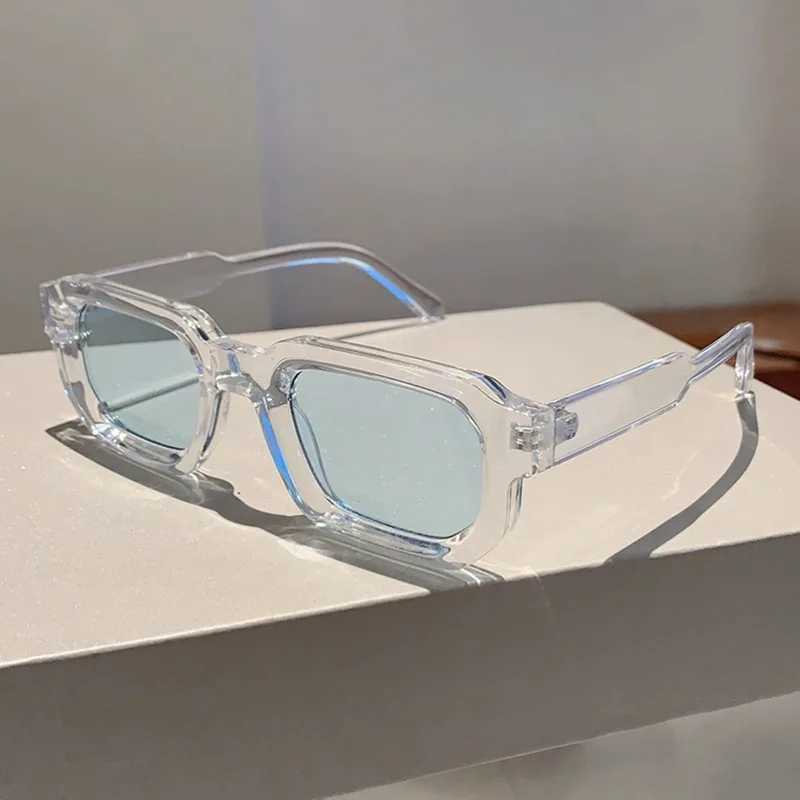 Retro rectangular frame sunglasses 2024 womens fashionable retro sunglasses luxury brand design UV400 sunshade glasses womens glasses W241228