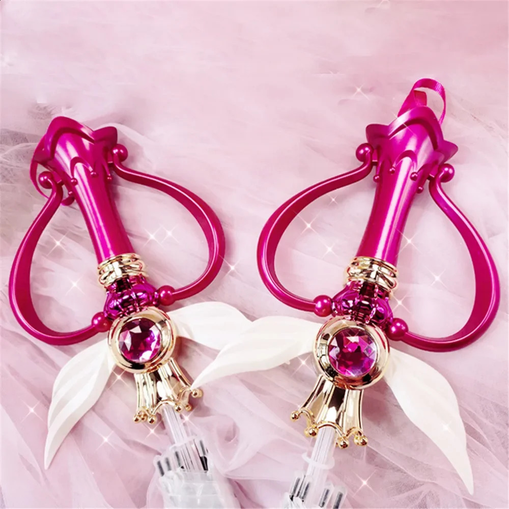 Rain Gear Pink Luminous Umbrella Sailor Moon Magic Wand Transparent Paragua Girls and Childrens Gift 240813