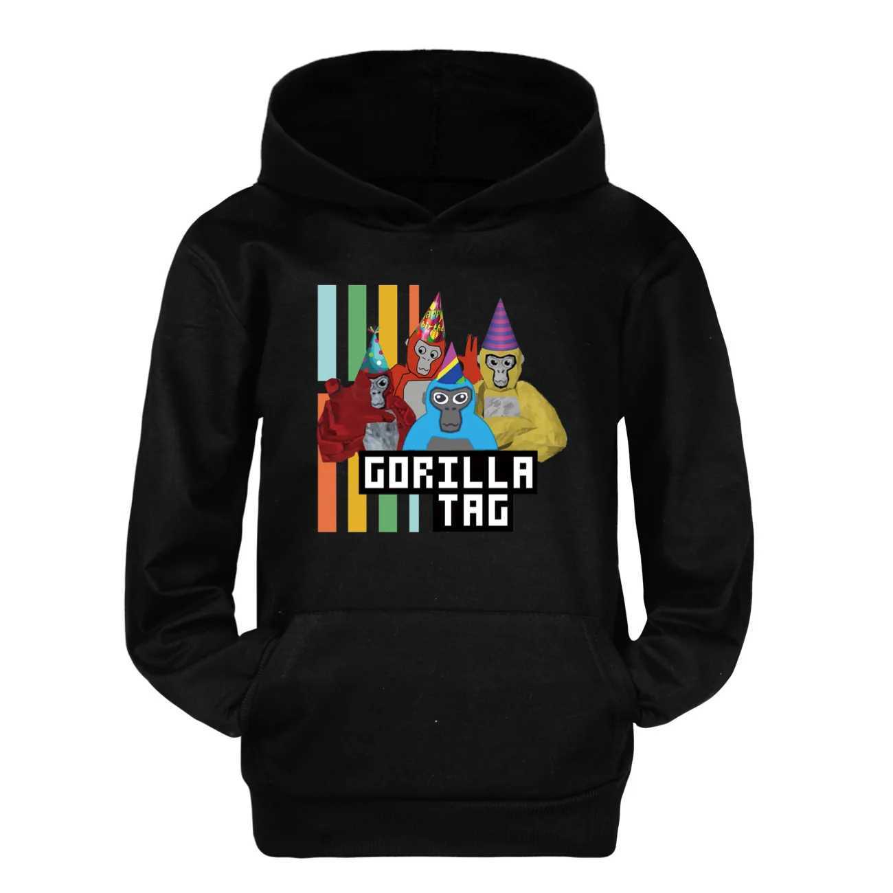 New Gorilla Tag Hoodie Kids Harajuku Games Sweatshirts Boys Girls Original Cartoon Gorilla Print Casual Tops Childrens ClothingY240814