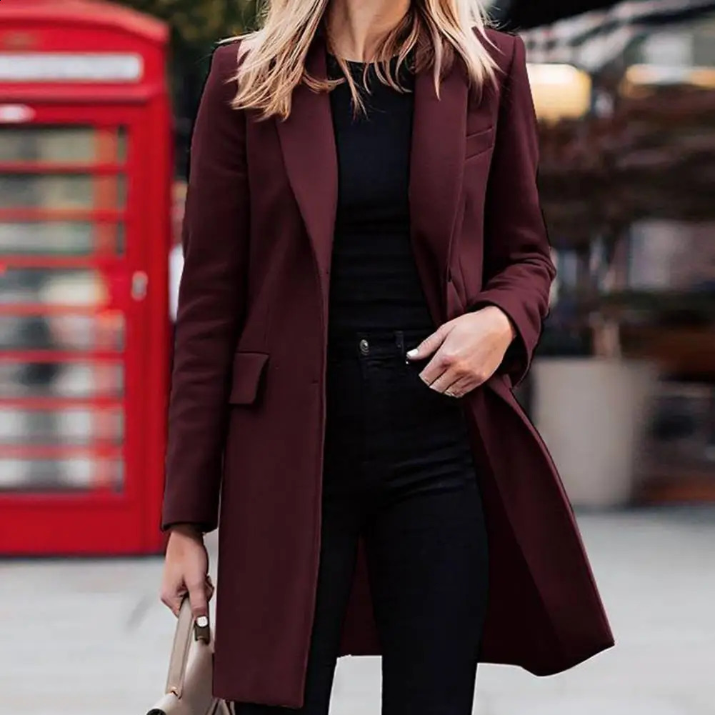 Autumn Winter Trench For Suit Single-Breasted Long Blazer Jacket Women Coat Sobretudo Feminino 240813