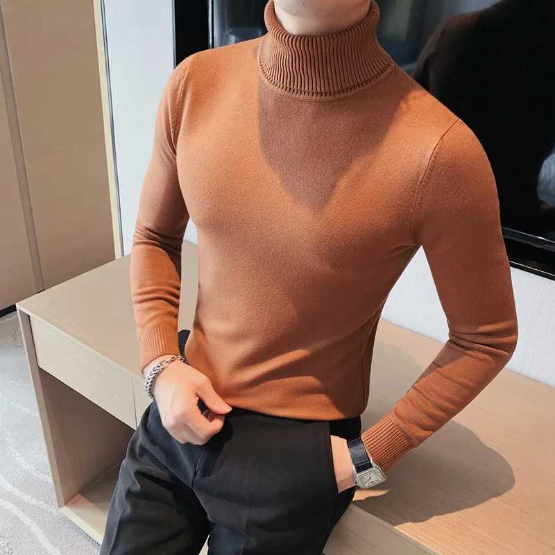 2023 New Autumn/Winter Mens Sweater High Collar Knitted Shirt British Style Casual Business Zipper Mens Casual Sweater S-4XLW240729