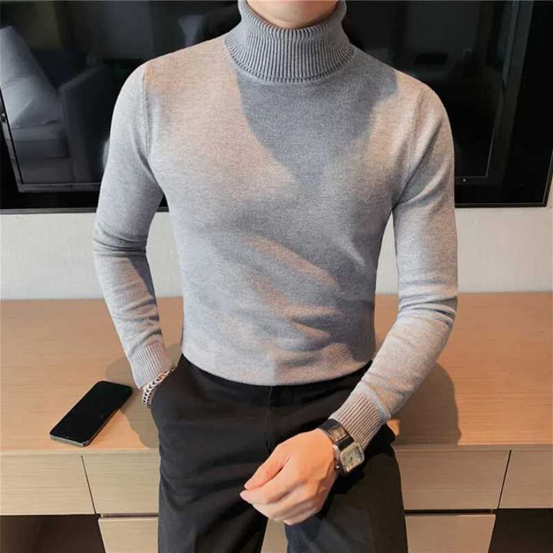 2023 New Autumn/Winter Mens Sweater High Collar Knitted Shirt British Style Casual Business Zipper Mens Casual Sweater S-4XLW240729