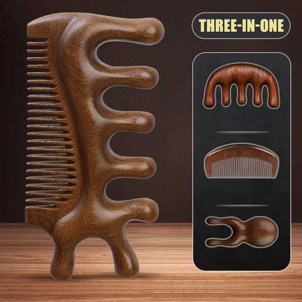 Hair comb scalp relaxation acupoint massager portable wooden handle comb facial shoulder neck scalp care hair loss comb W240813